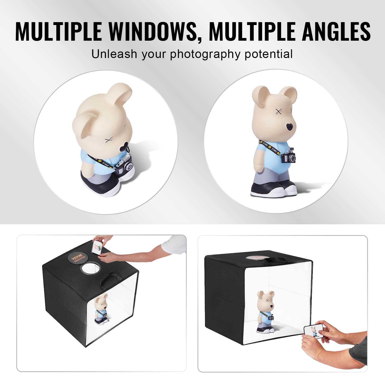 Foto 4 pulgar | Caja De Luz Vevor Para Estudio Fotográfico, 16 X 16 Cm, Con 120 Led Y 6 Fondos - Venta Internacional.