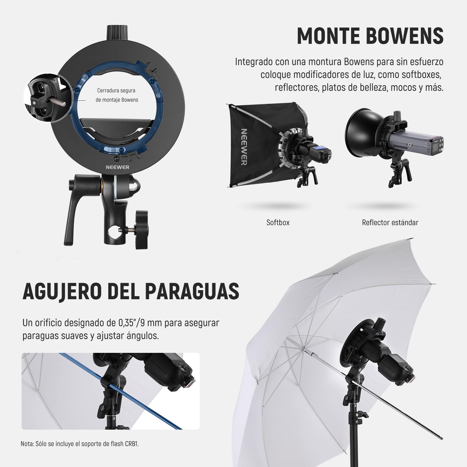 Foto 6 | Soporte De Soporte Neewer Crb1 Tipo S Con Soporte Bowens Para Flash - Venta Internacional.