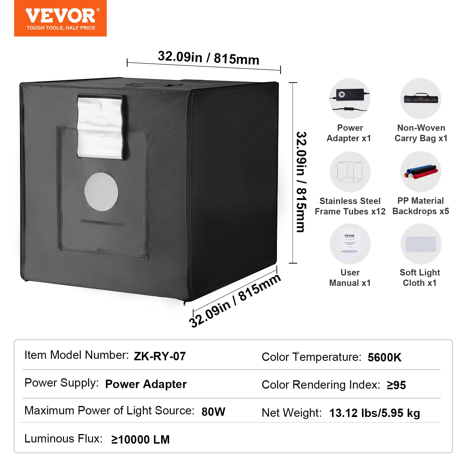 Foto 8 pulgar | Caja De Luz Vevor Para Estudio Fotográfico, 32 X 32 Cm, 5600 K, Con 210 Luces Led - Venta Internacional.