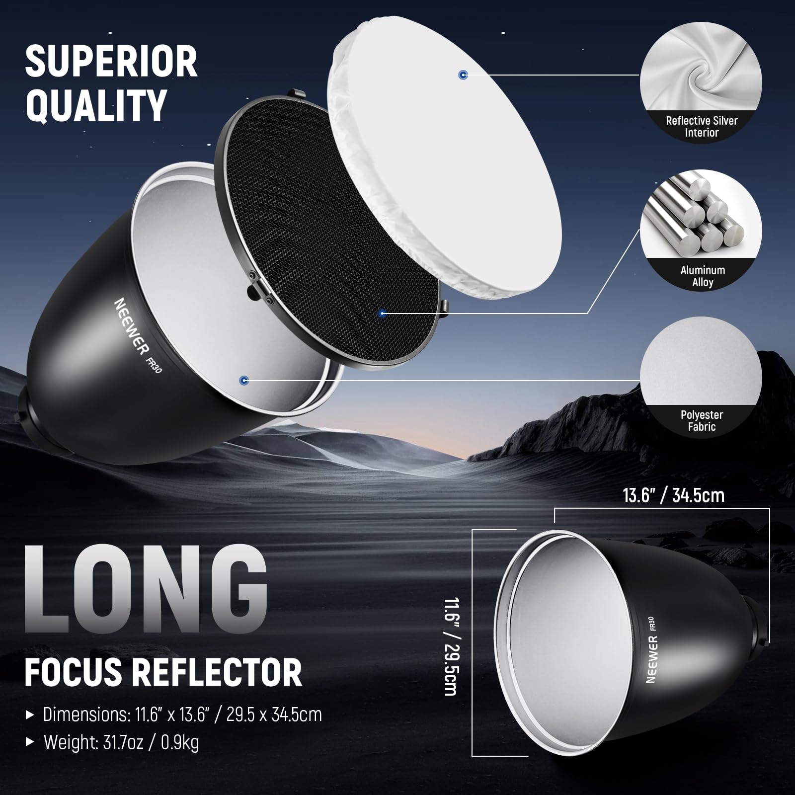 Foto 6 pulgar | Reflector Bowens Mount De 29,5 Cm Con Rejillas En Forma De Panal Y Tela Neewer - Venta Internacional.