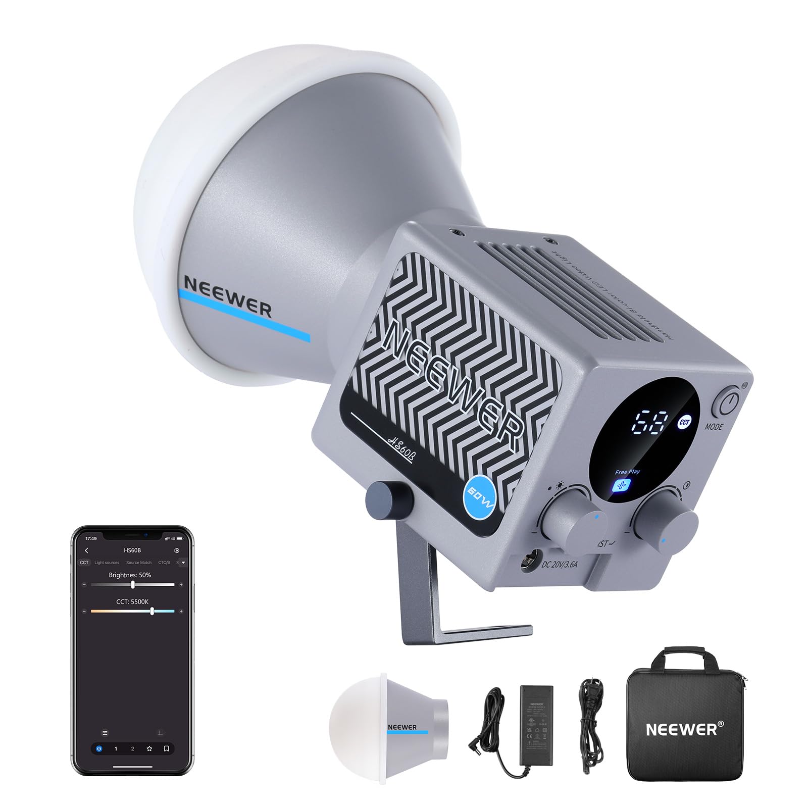 Foto 1 | Lámpara De Vídeo Neewer Hs60b Mini Led Cob Portátil Bicolor De 60 W - Venta Internacional.