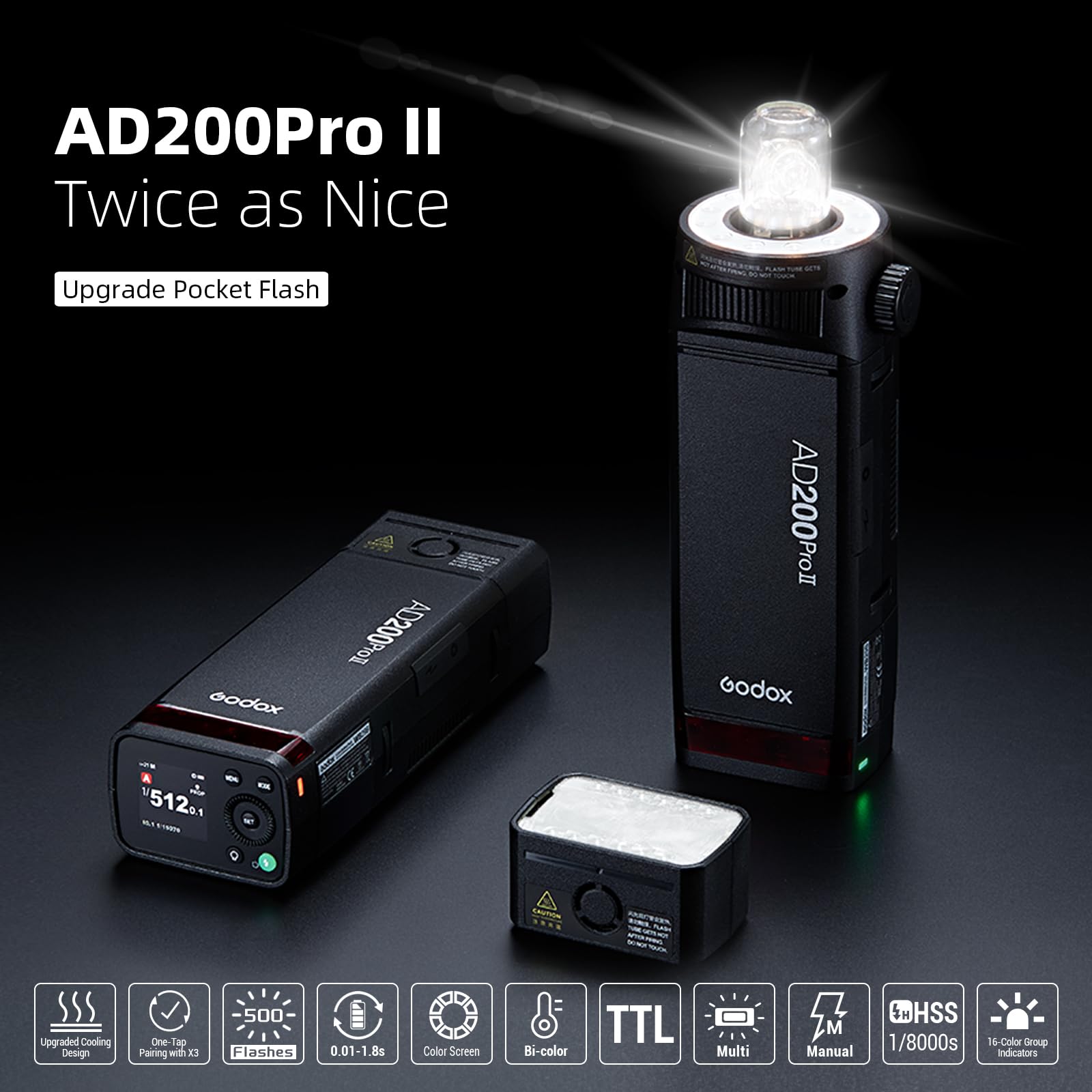Foto 3 pulgar | Flash Estroboscópico Godox Ad200 Pro Ii Ad200pro Ii 200 W Hss 2900 Mah - Venta Internacional.