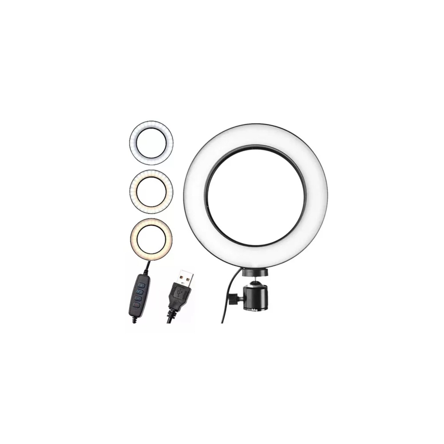 Foto 5 | Aro De Luz Led Belug 26 Cm Con Tripié Soporte Celular Negro