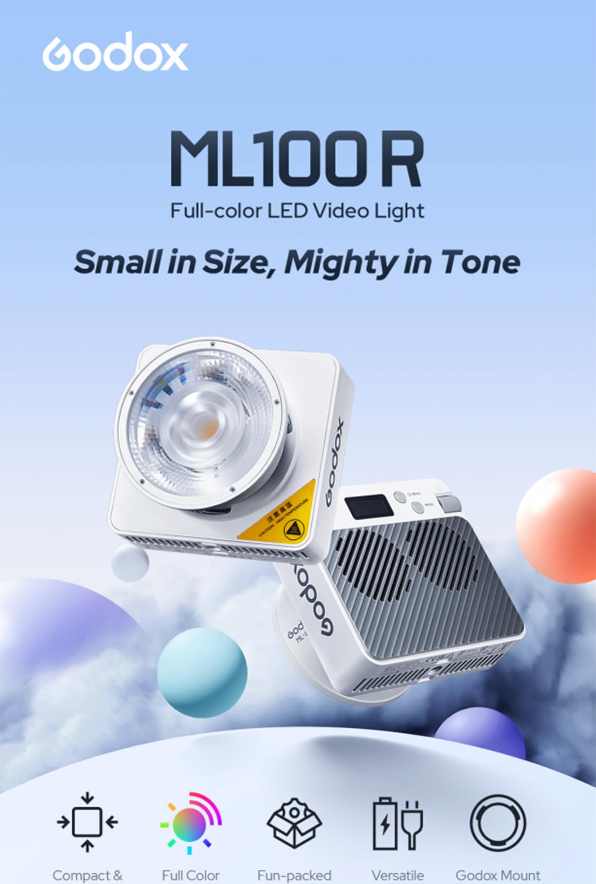 Foto 2 | Lámpara De Vídeo Godox Ml100r De 110 W Rgb Led 1800-10000 K Cct - Venta Internacional.