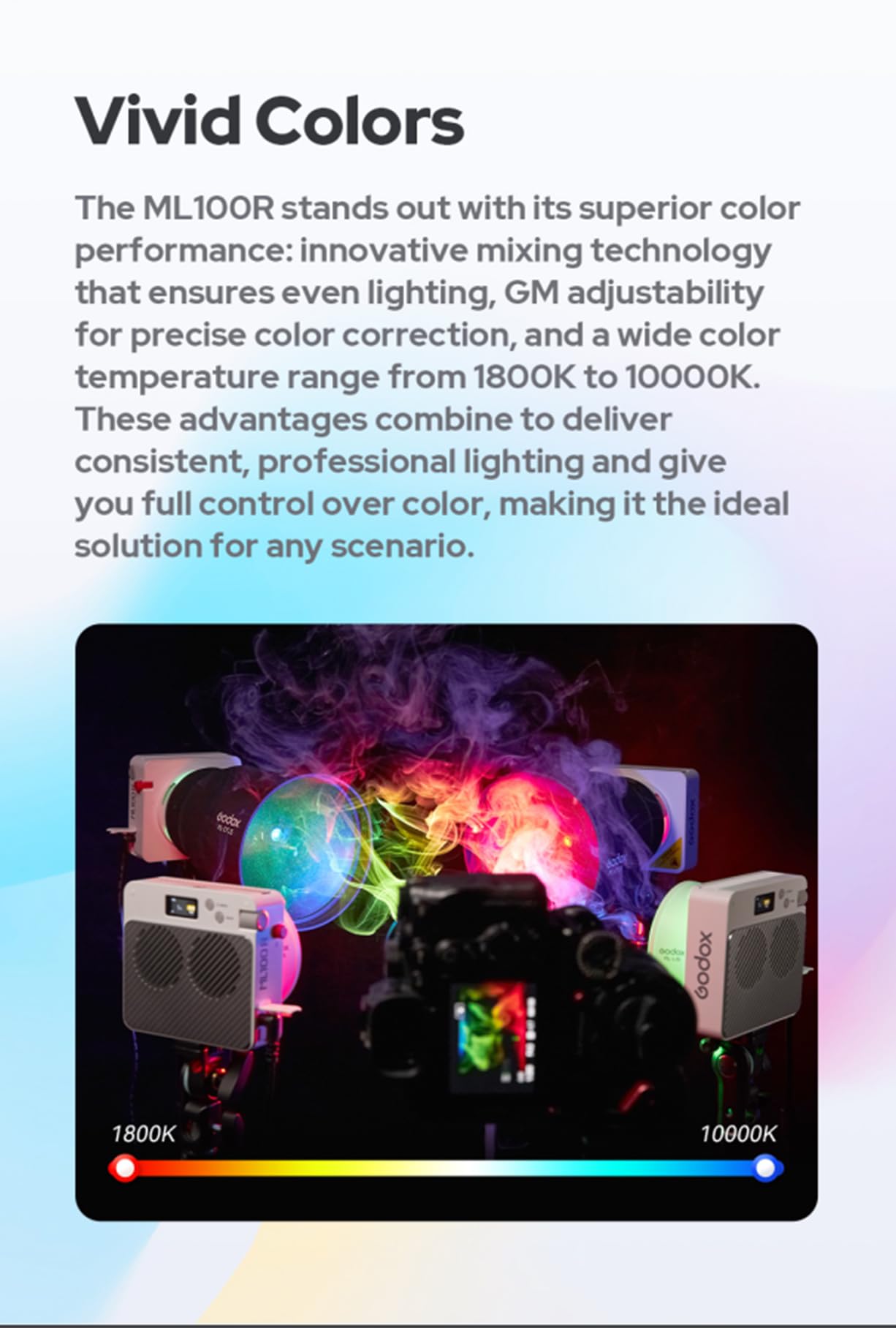 Foto 4 pulgar | Lámpara De Vídeo Godox Ml100r De 110 W Rgb Led 1800-10000 K Cct - Venta Internacional.
