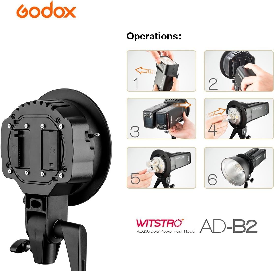 Foto 8 pulgar | Soporte Bowens De Doble Cabezal De Doble Potencia Para Godox Ad200/ad200 Pro - Venta Internacional.