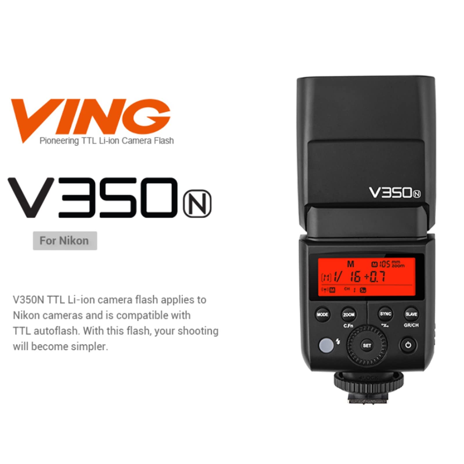 Foto 3 pulgar | Ttl Flash Godox V350n Para Nikon D500 D3100 D3200 D3300 D3400 - Venta Internacional.