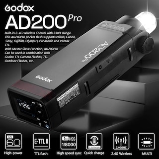 Foto 2 | Flash Estroboscópico De Bolsillo Godox Ad200 Pro 200 W Ttl Para Cámara Sony - Venta Internacional.