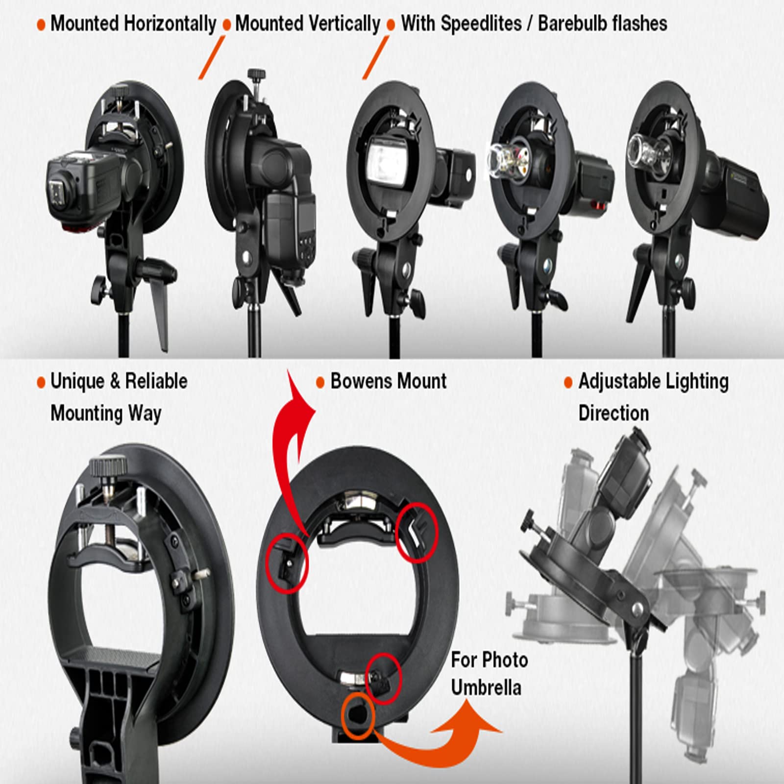 Foto 7 | Soporte Tipo Godox S Para Speedlite Flash Con Snoot - Venta Internacional.