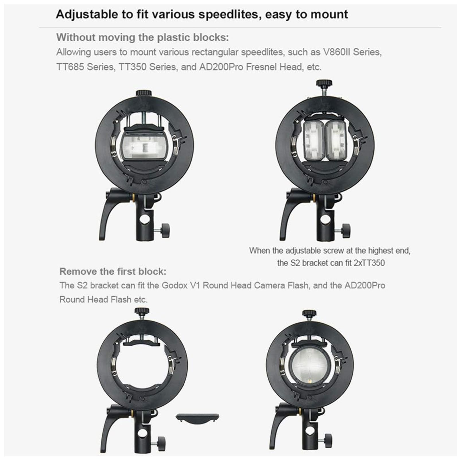 Foto 6 pulgar | Soporte Speedlite Godox S2 Para Ad200pro Ii, Ad200pro, Ad400p - Venta Internacional.