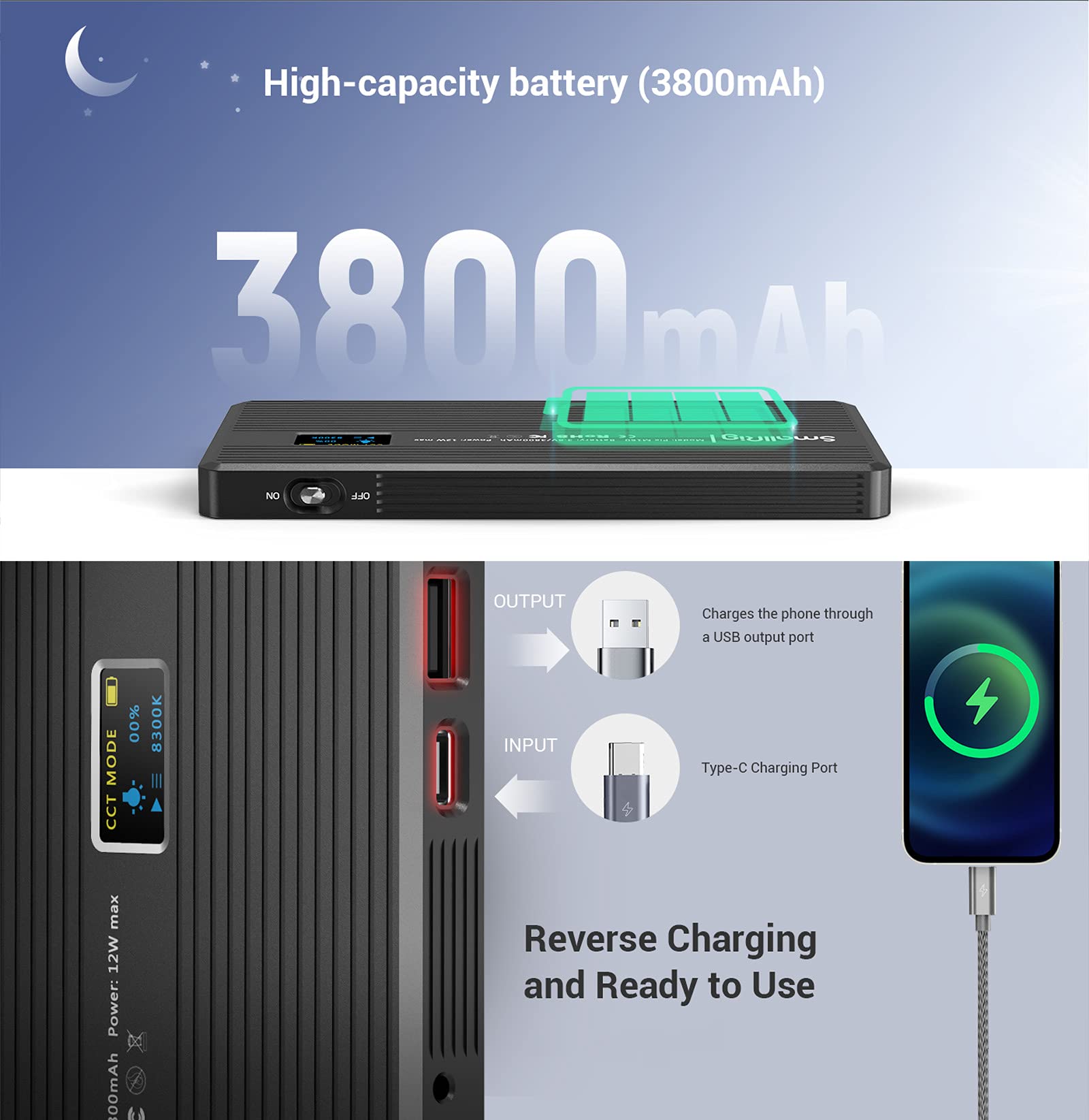 Foto 4 | Lámpara De Vídeo Smallrig Pix M160 Rgbww Led De 12 W Con Batería - Venta Internacional.