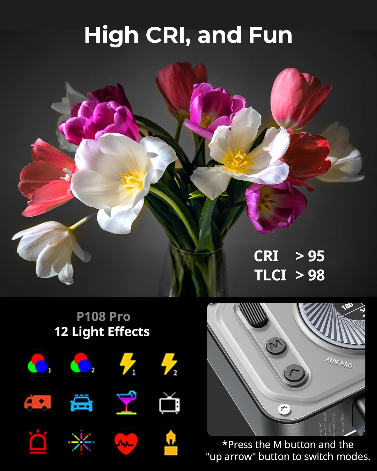 Foto 6 pulgar | Lámpara Led De Vídeo Smallrig Vibe P108 Pro Rgb 5 W Cri95+ 2500-65 - Venta Internacional.