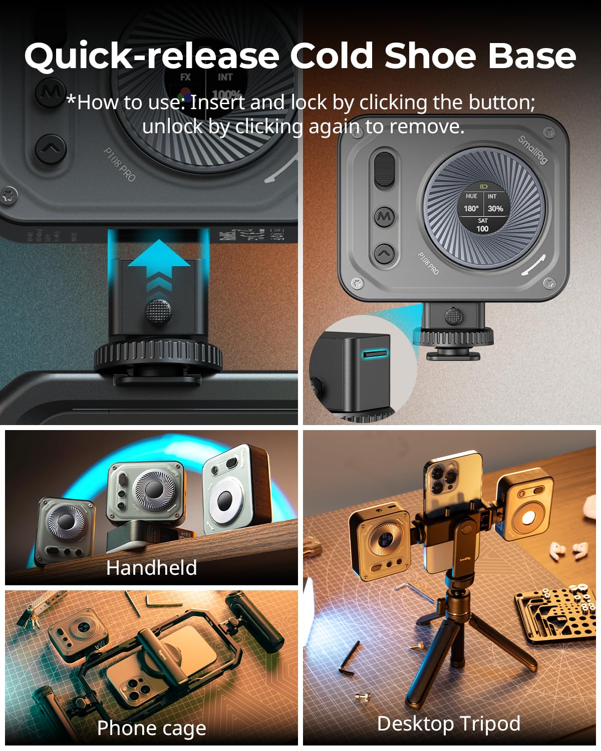 Foto 8 pulgar | Lámpara Led De Vídeo Smallrig Vibe P108 Pro Rgb 5 W Cri95+ 2500-65 - Venta Internacional.