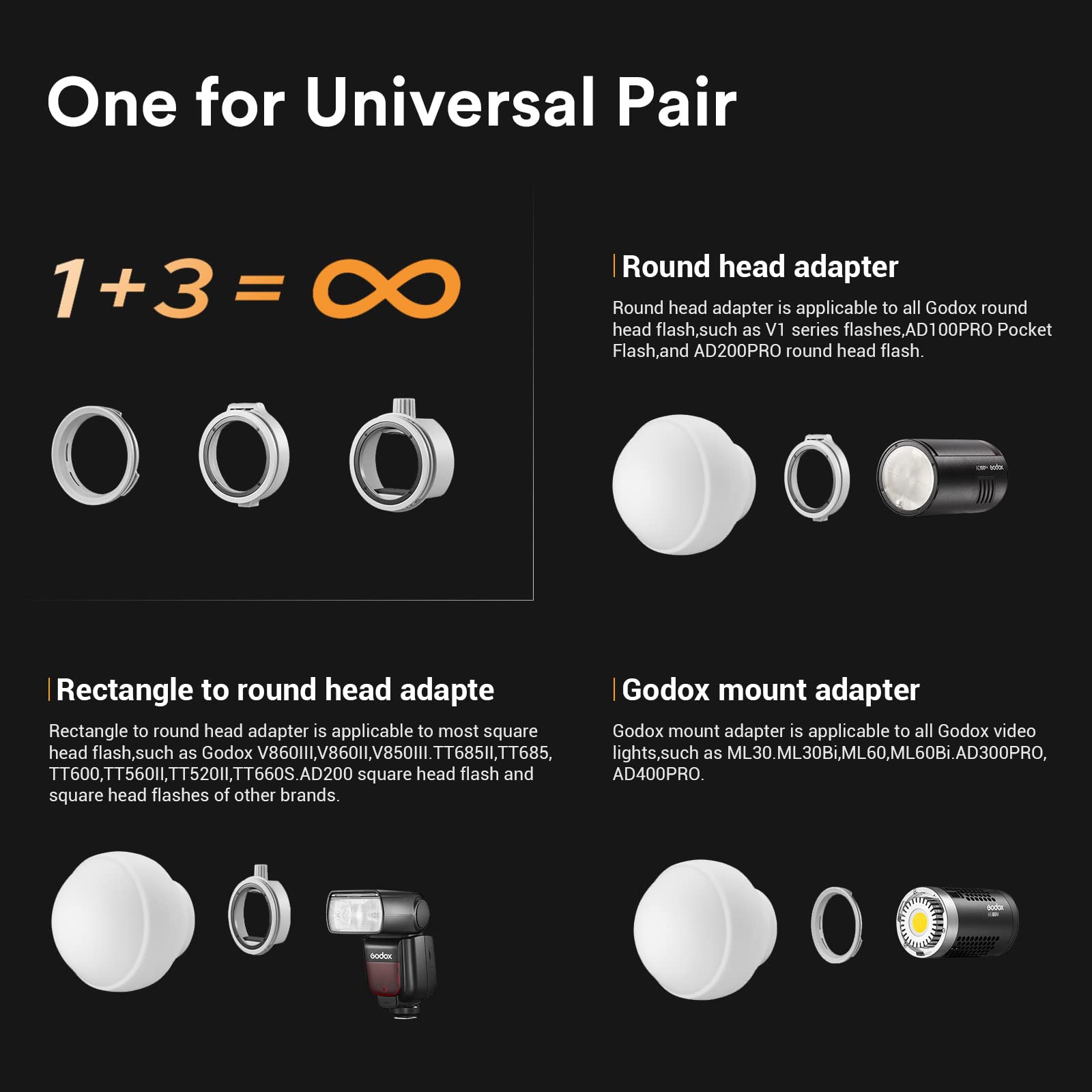 Foto 4 pulgar | Domo De Difusión Godox Ml-cd15 Con 3 Adaptadores Para Linterna - Venta Internacional.