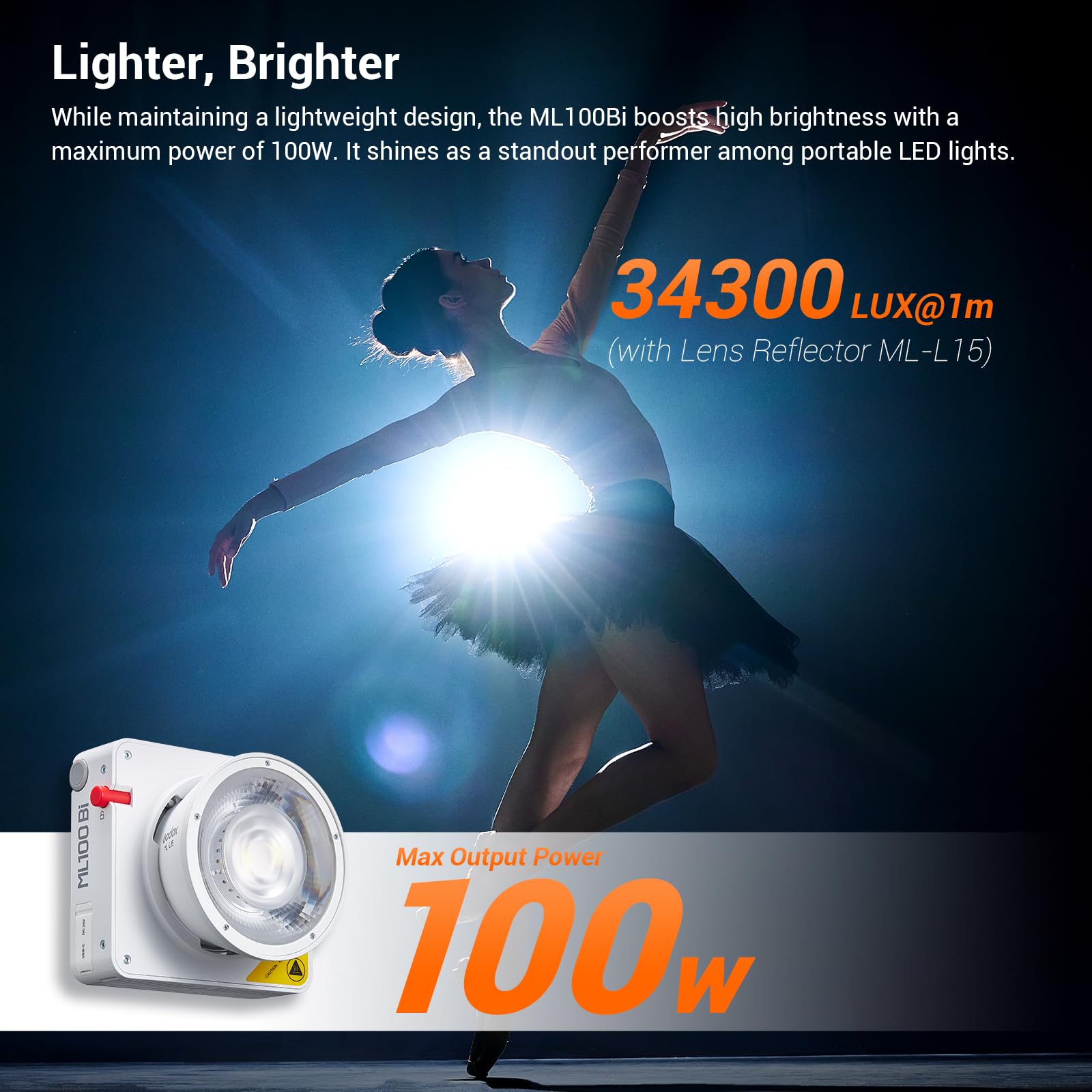 Foto 4 pulgar | Lámpara De Vídeo Led Godox Ml100bi 100w Portátil Cri 97+ - Venta Internacional.