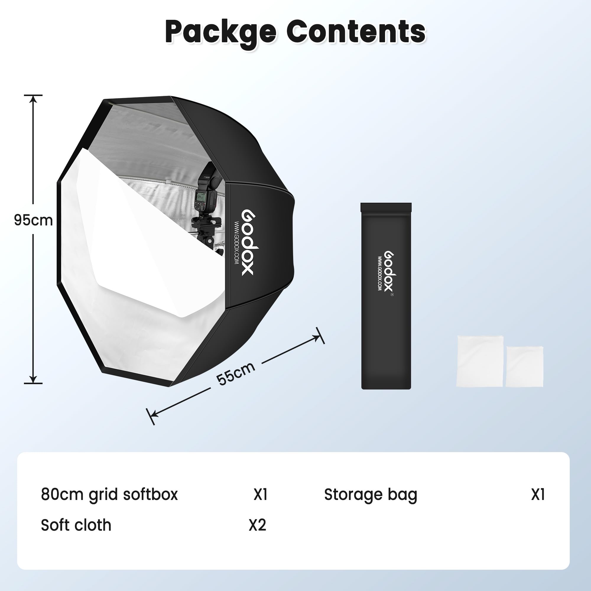 Foto 6 | Softbox Godox Portátil Octágono De 95 Cm Con Bolsa De Transporte - Venta Internacional.