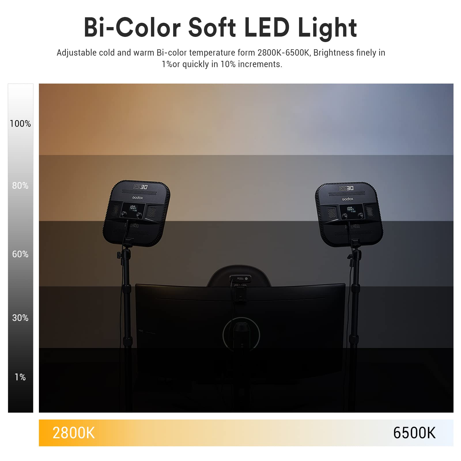 Foto 4 pulgar | Key Light Godox Es30 2250 Lúmenes Con Soporte Extensible - Venta Internacional.