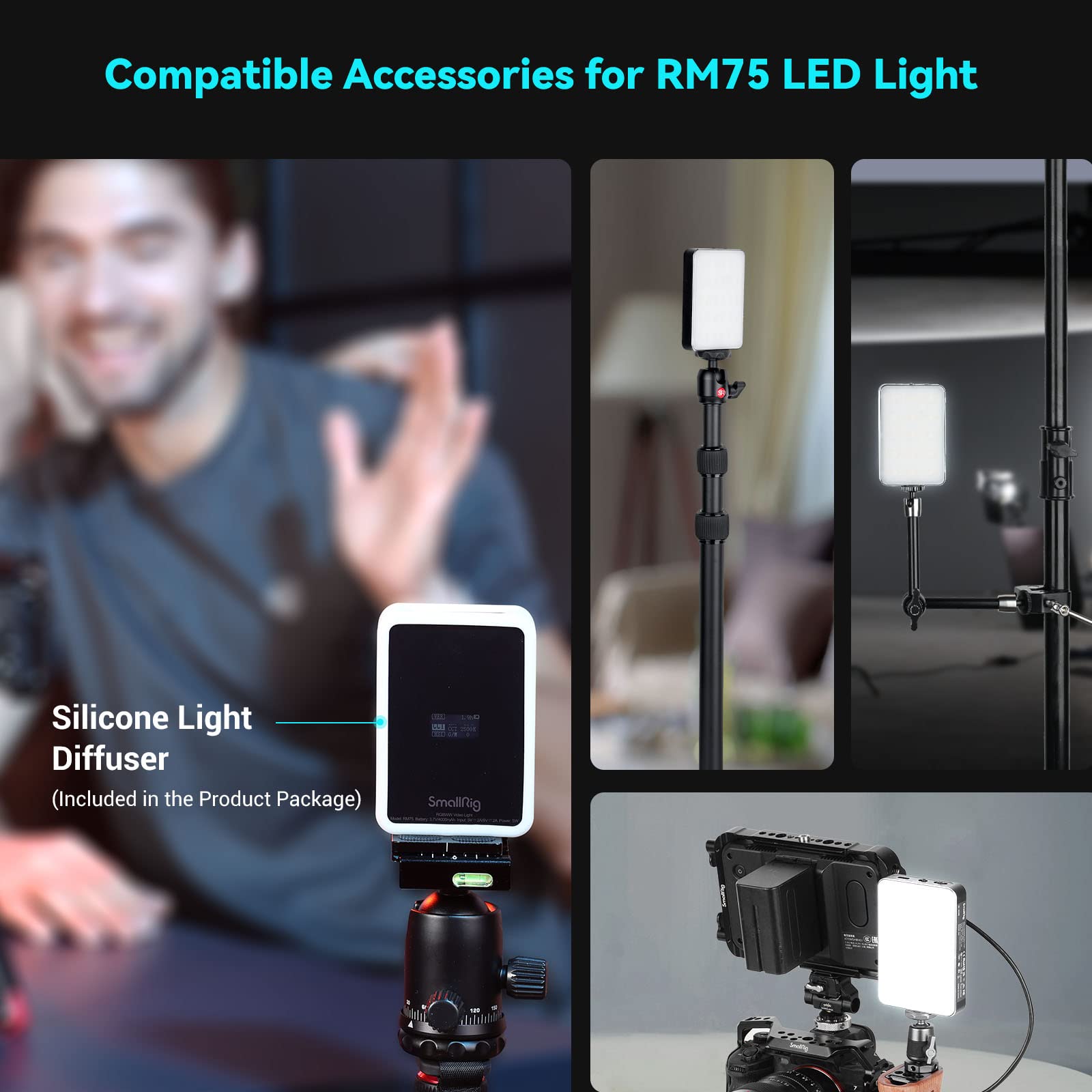 Foto 7 | Luz De Vídeo Led Smallrig Rm75 Rgbww A Todo Color Con Batería - Venta Internacional.