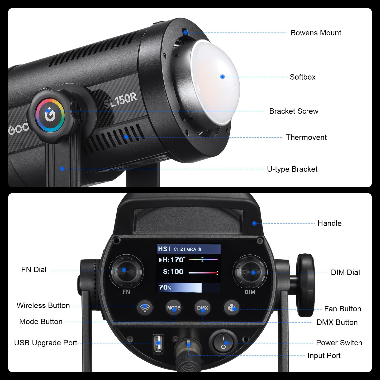 Foto 6 pulgar | Lámpara De Vídeo Godox Sl150r, 165 W, Rgb, Led, 5600 K, Cri≥96, Tlci≥96 - Venta Internacional.