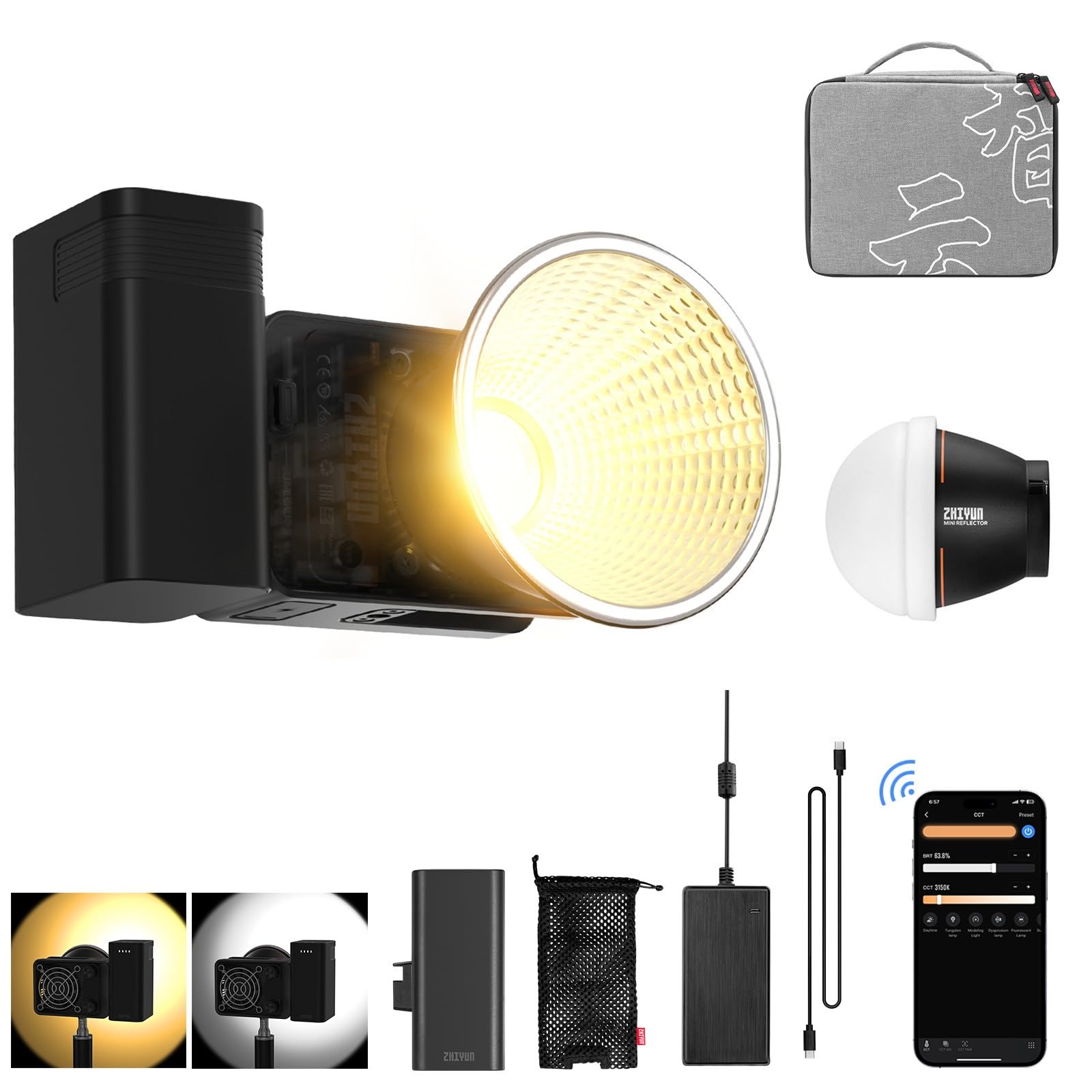 Lámpara De Vídeo Zhiyun Molus X60 Combo Bicolor 60w 2700-6500k - Venta Internacional.