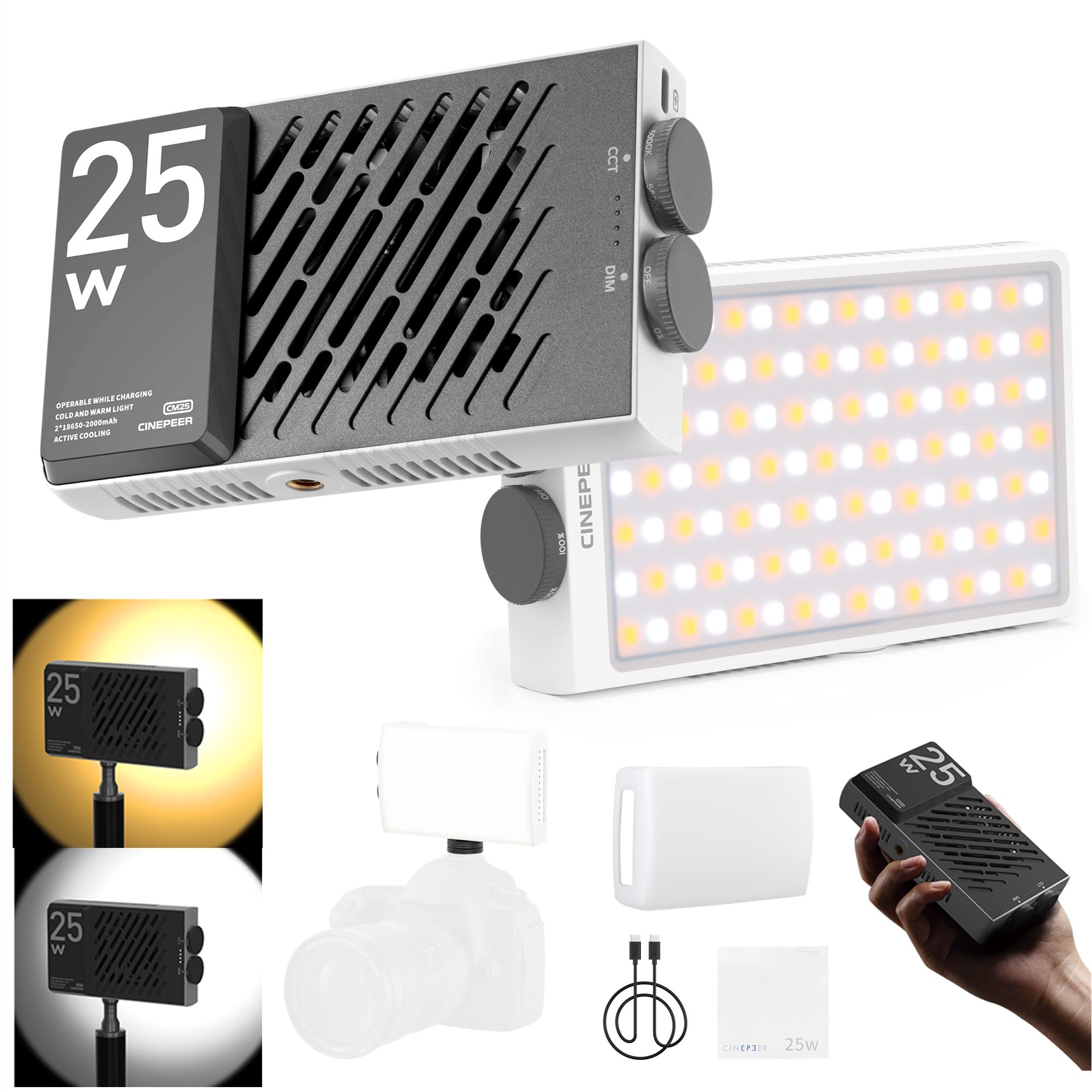Lámpara De Vídeo Zhiyun Cinepeer Cm25 25w Bicolor Con Ventiladores - Venta Internacional.