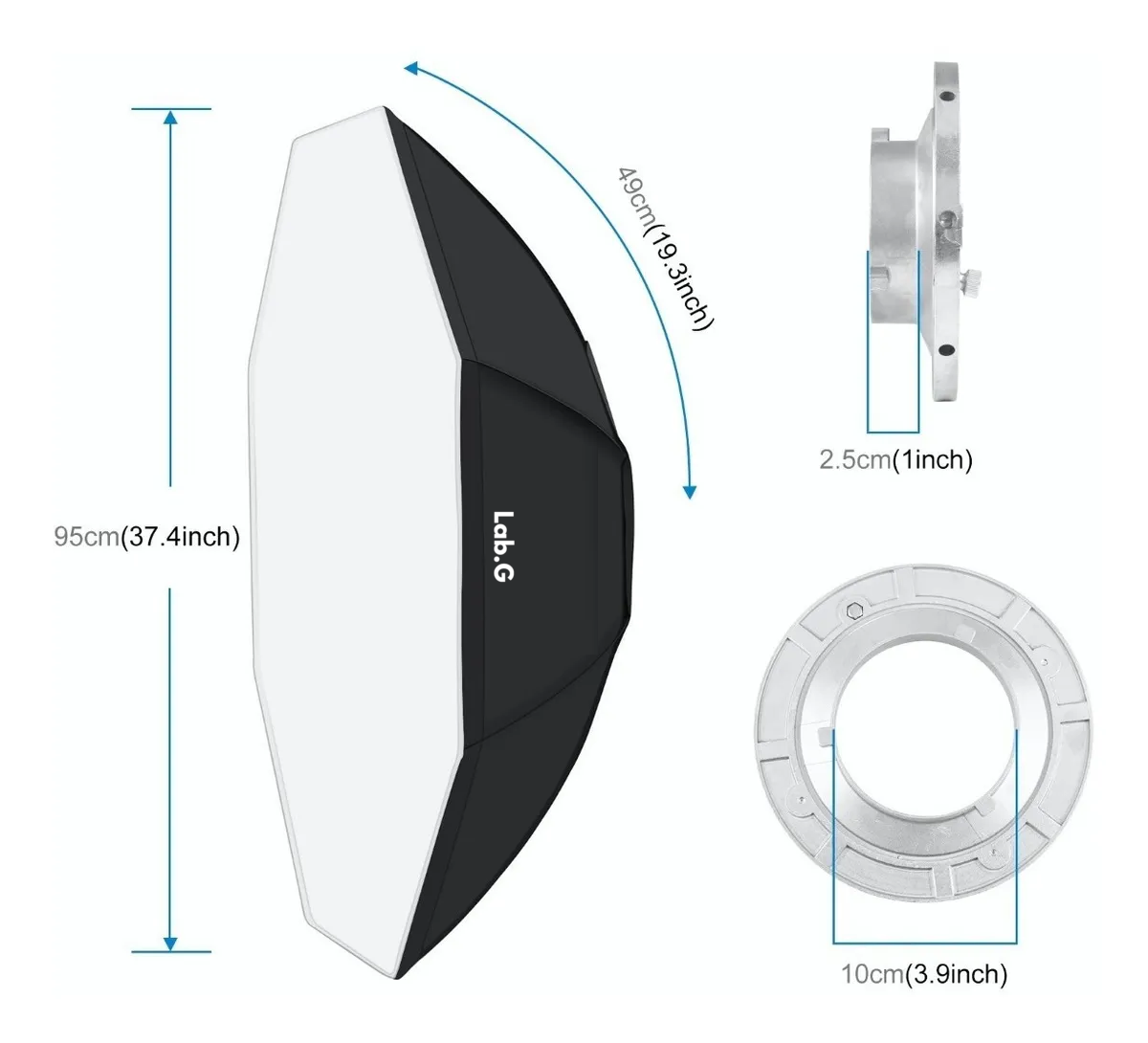 Foto 5 pulgar | Octabox Lab.g 95cm Nuevo Diseño Softbox Difusor Octogonal Negro Blanco