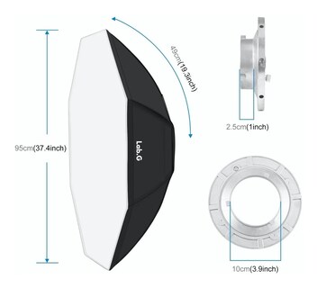 Foto 4 | Octabox Lab.g 95cm Nuevo Diseño Softbox Difusor Octogonal Negro Blanco