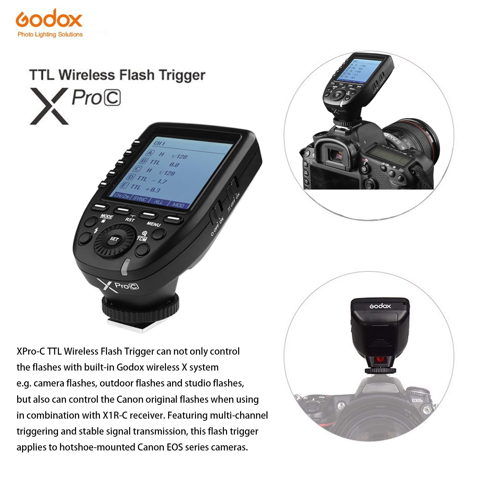 Foto 3 pulgar | Disparador De Flash Inalámbrico Godox Xpro-c Ttl Para Cámara Canon - Venta Internacional.