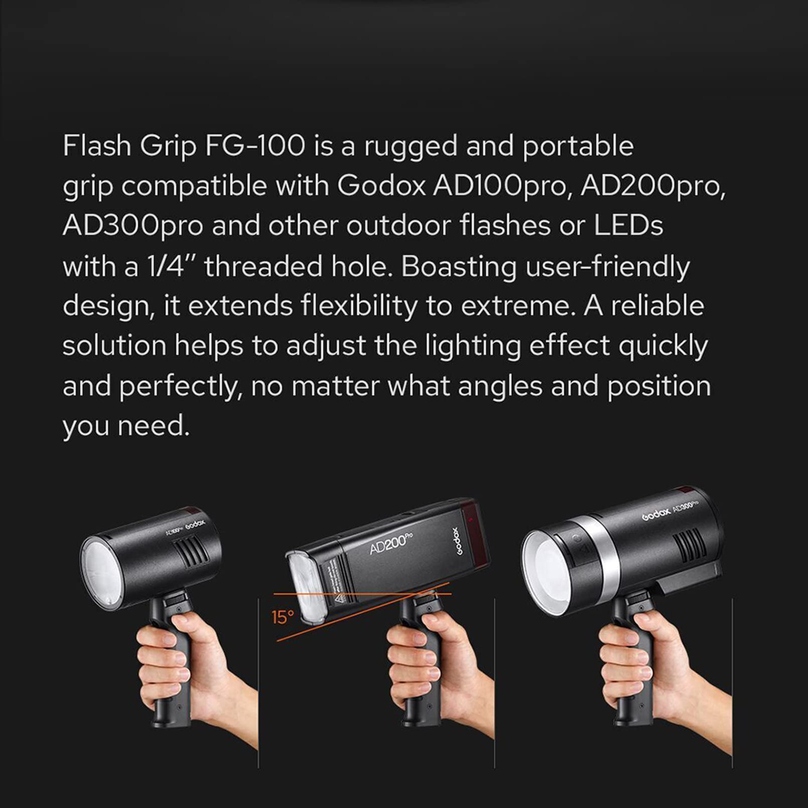 Foto 6 pulgar | Flash Grip Godox Fg-100 Con Soporte Speedlite Para Ad300 Pro - Venta Internacional.