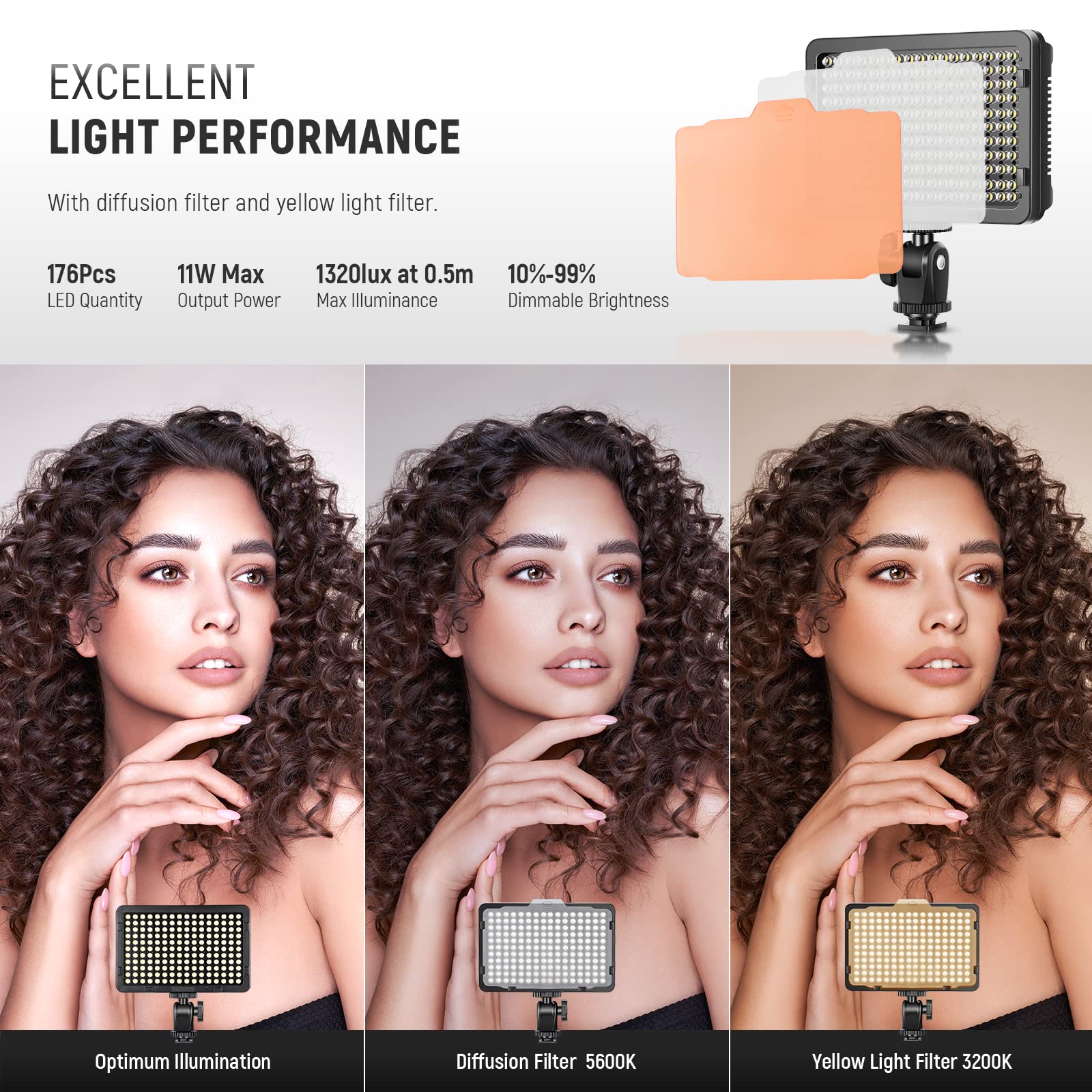 Foto 4 pulgar | Luz Led De Vídeo Neewer 176 Regulable Con 2 Baterías De 2600 Mah - Venta Internacional.