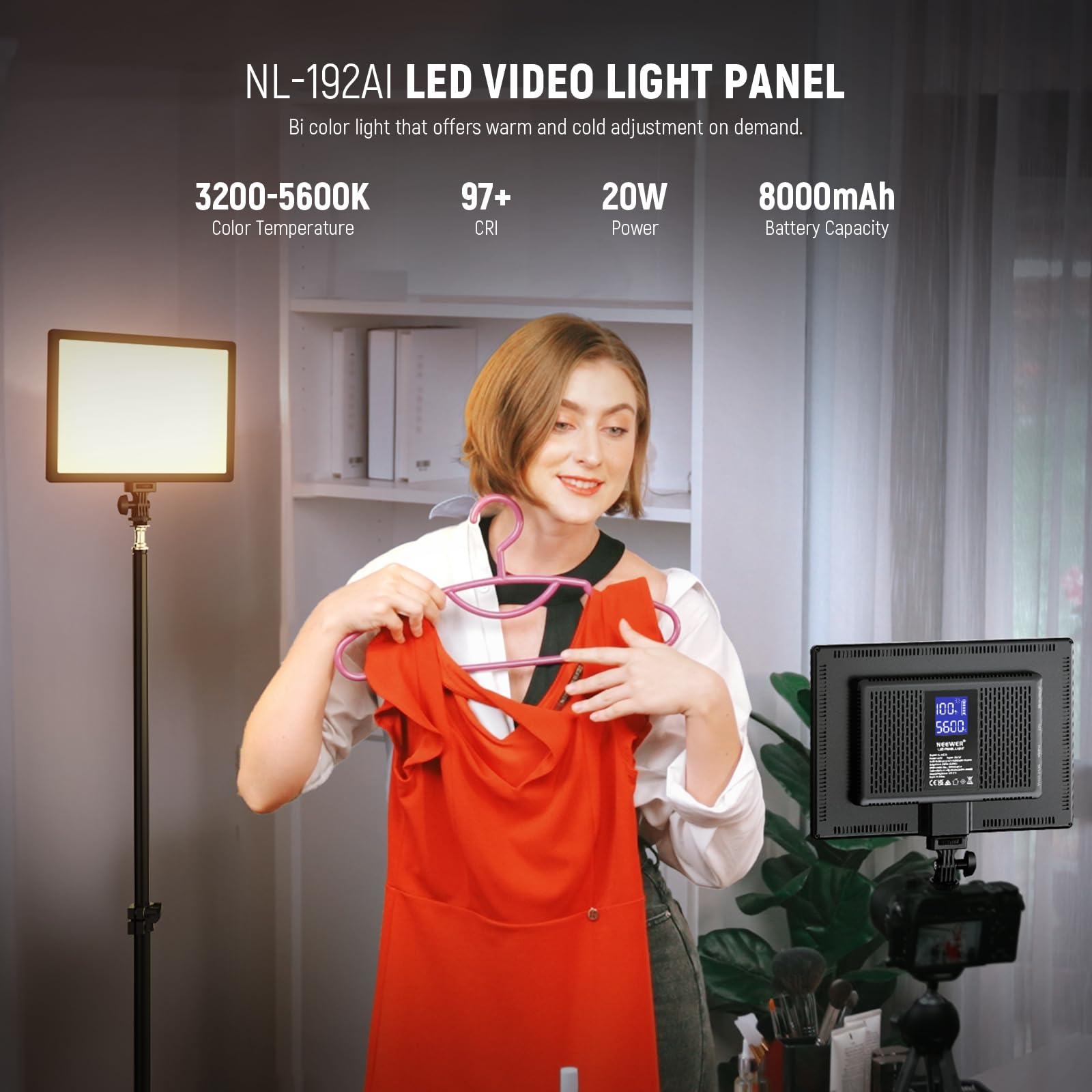 Foto 3 pulgar | Panel De Luz De Vídeo Led Neewer Nl-192ai De 20 W Con Batería De 8000 Mah - Venta Internacional.