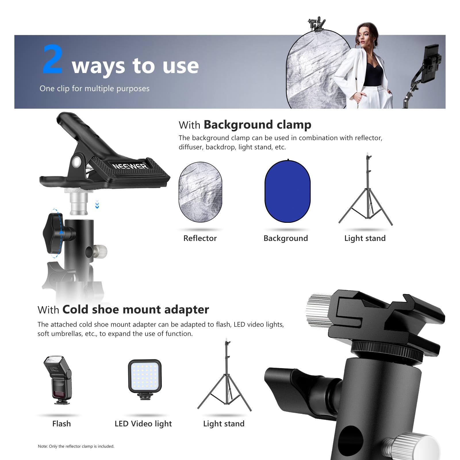 Foto 4 pulgar | Soporte De Pinza Y Adaptador Cold Shoe Para Estudio Fotográfico Neewer - Venta Internacional.
