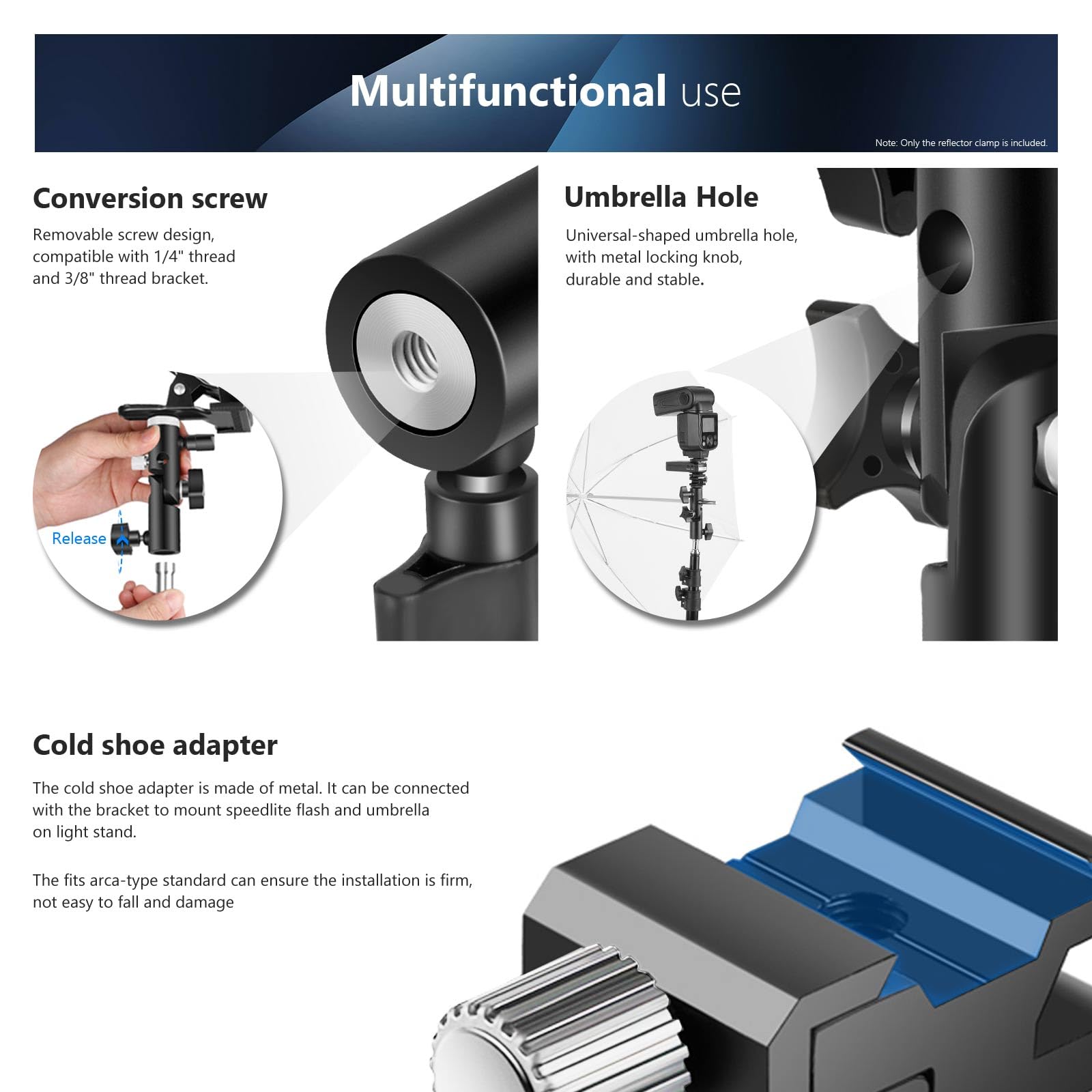 Foto 5 | Soporte De Pinza Y Adaptador Cold Shoe Para Estudio Fotográfico Neewer - Venta Internacional.