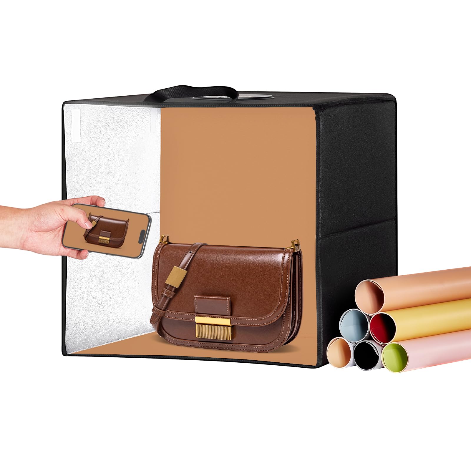 Caja De Luz Vevor Para Estudio Fotográfico, 30 X 30 Cm, Con 120 Led Y 6 Fondos - Venta Internacional.