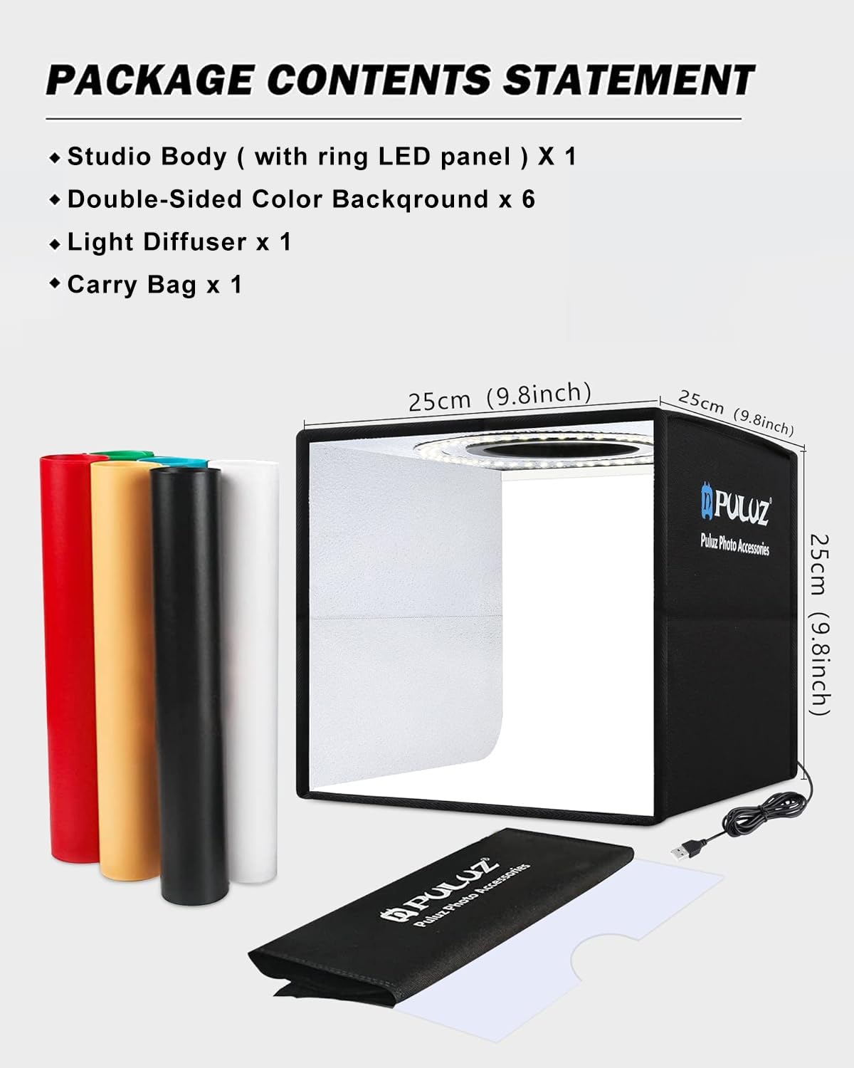 Foto 7 pulgar | Caja De Luz Puluz Pequeña Portátil Plegable Con Led Para Estudio Fotográfico - Venta Internacional.