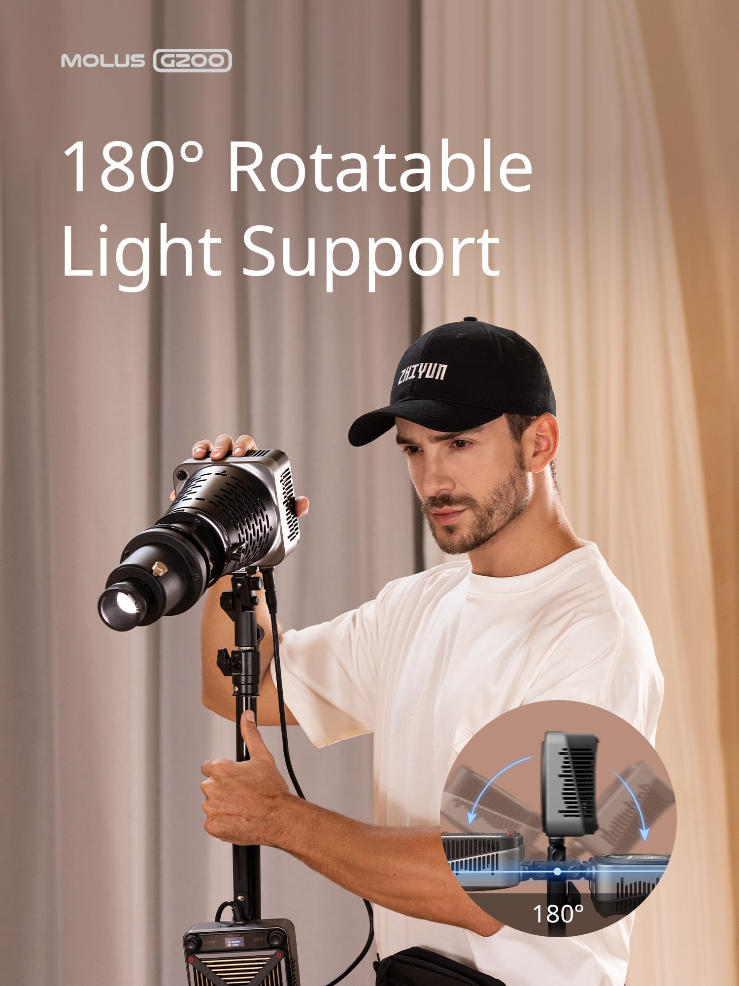 Foto 7 pulgar | Lámpara De Vídeo Cob Zhiyun Molus G200 200 200 W 2700-6500 K 9460 Lm - Venta Internacional.
