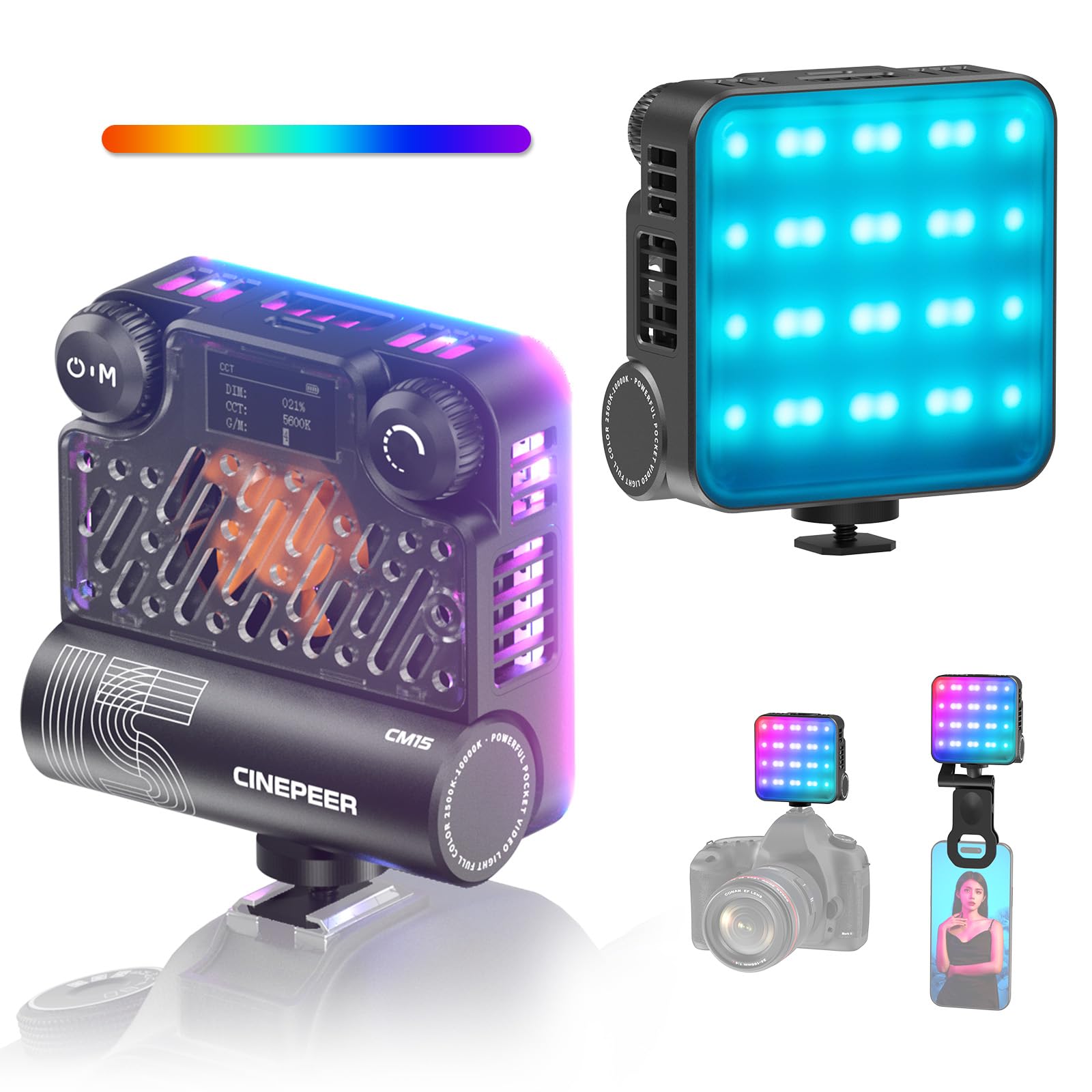 Lámpara De Vídeo Zhiyun Cinepeer Cm15 15 W Rgb 2500k-10000k Con Batería - Venta Internacional.