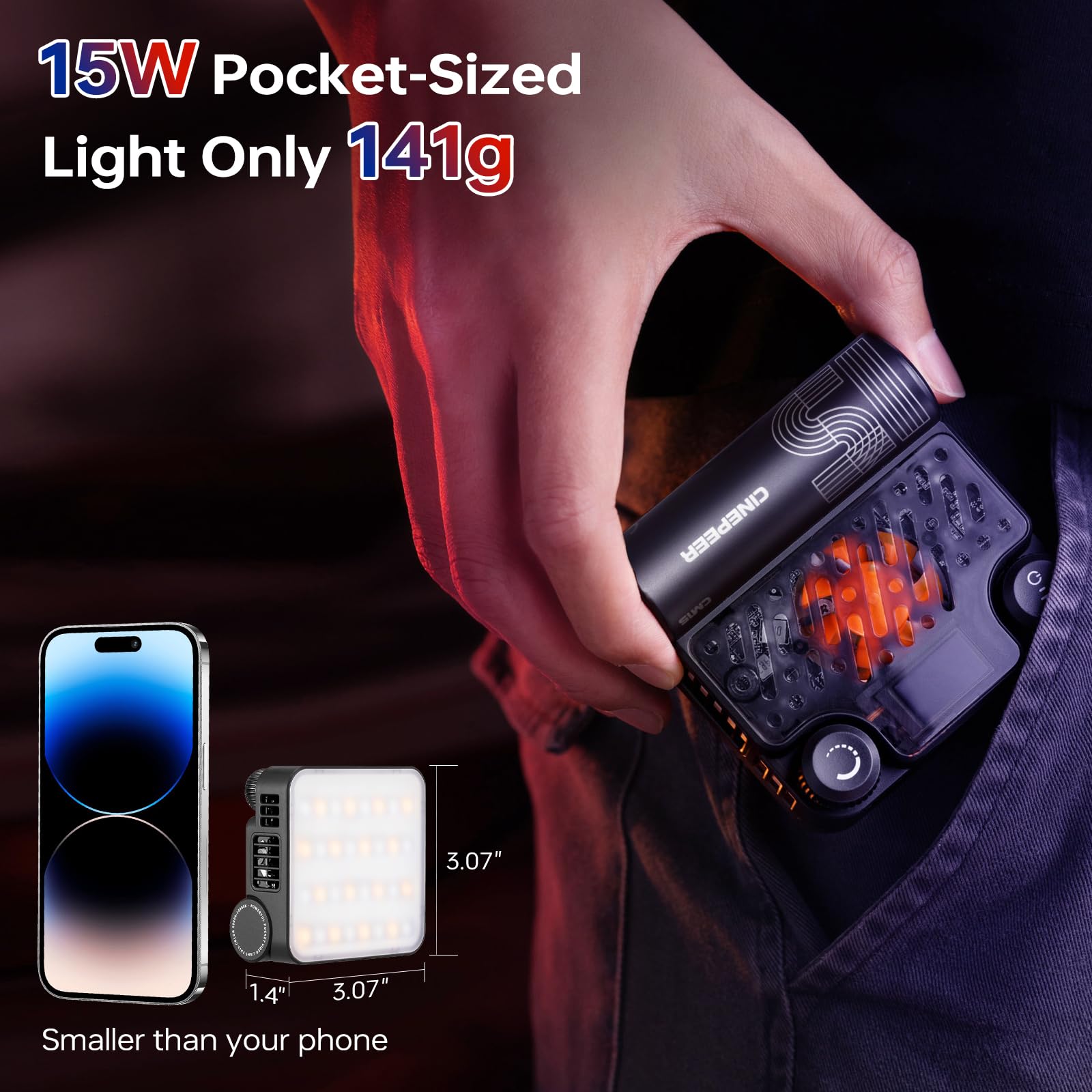 Foto 6 pulgar | Lámpara De Vídeo Zhiyun Cinepeer Cm15 15 W Rgb 2500k-10000k Con Batería - Venta Internacional.