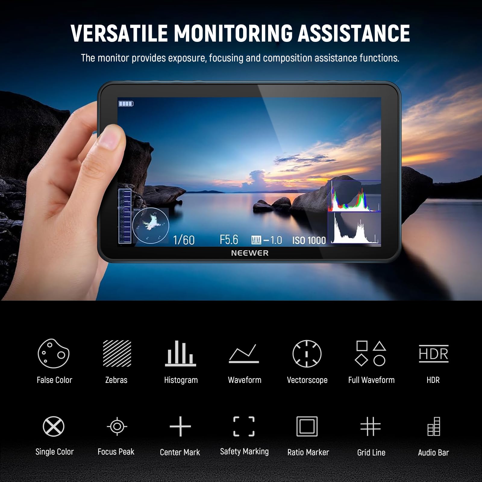 Foto 5 | Monitor De Campo Con Cámara Neewer F700 7 2000nit Hd 1920x1080 - Venta Internacional.
