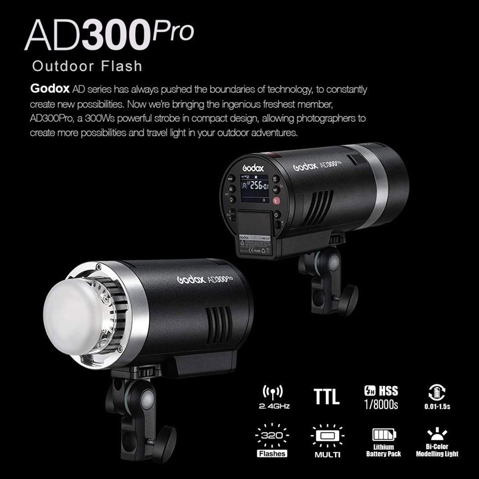 Foto 2 | Flash Exterior Godox Ad300pro Ad300 Pro 300w 5600k - Venta Internacional.