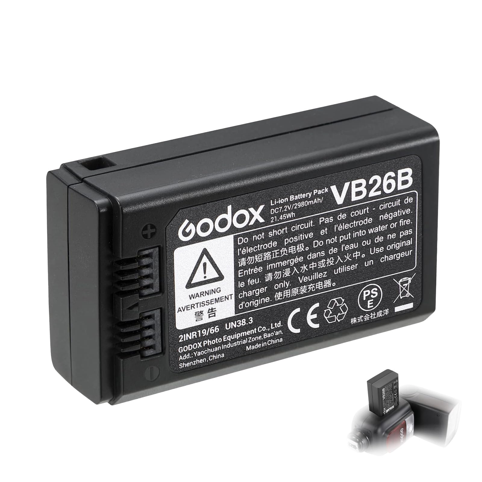 Paquete De Baterías Godox Vb26b 7.2v/2980mah/21.45wh Para V1, V850iii Y V860iii - Venta Internacional.