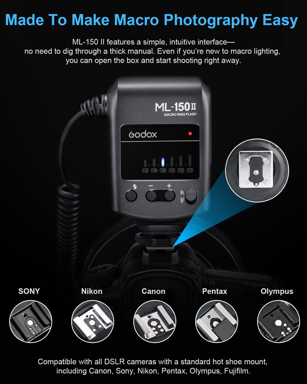 Foto 5 | Macro Ring Flash Godox Ml150 Ii Para Sony Canon Nikon Fuji - Venta Internacional.