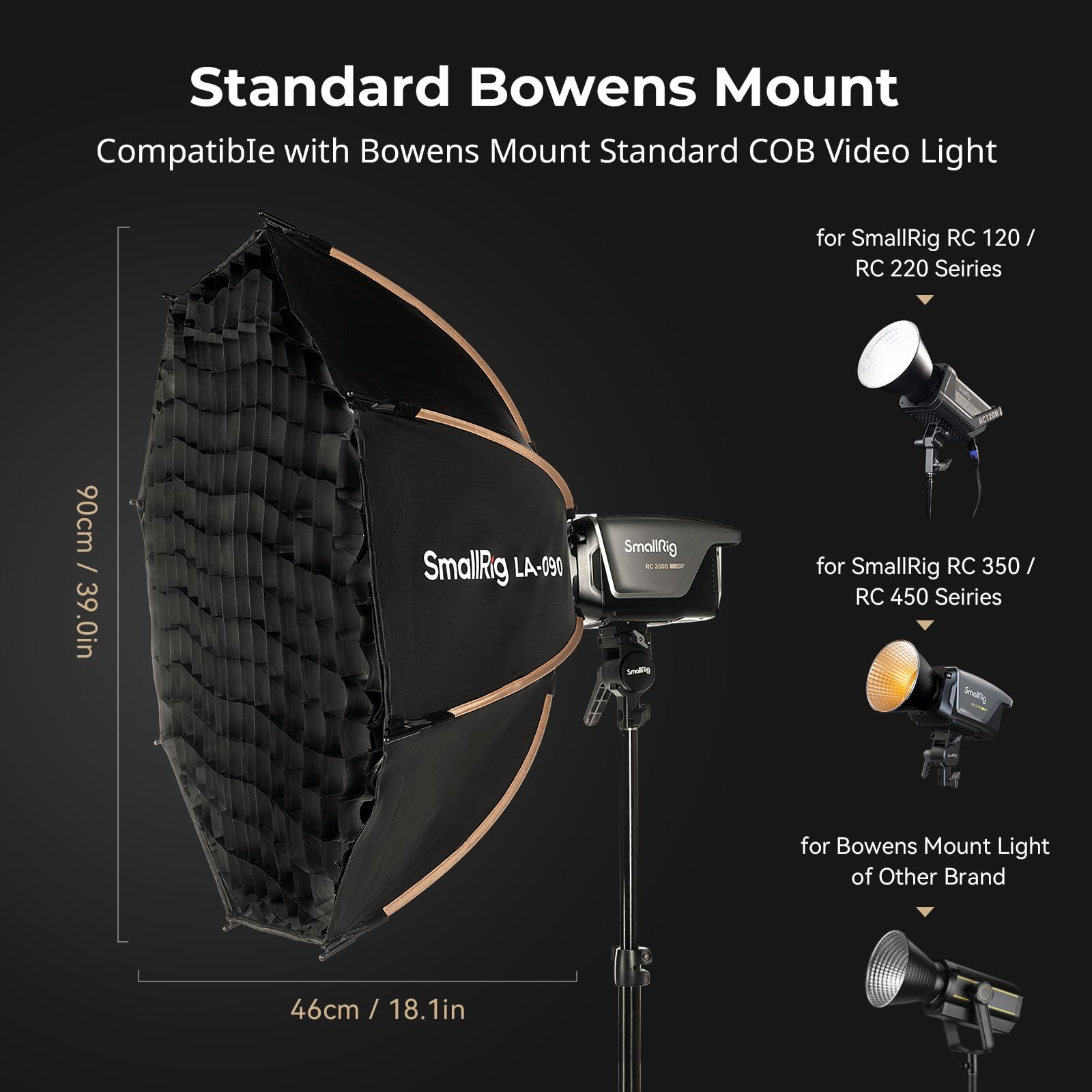 Foto 4 pulgar | Softbox Smallrig La-o90 Octágono De Liberación Rápida Para Montura Bowens - Venta Internacional.