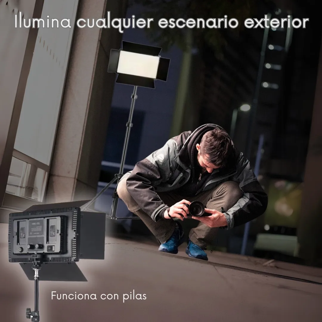 Foto 7 pulgar | Panel LED Profesional 40W con Trípode 2.1m, Control Remoto y Batería Recargable – Luz Ajustable 3200K a 6500K