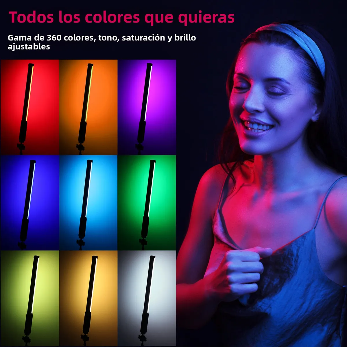 Foto 4 pulgar | Lampara Luz Led Portatil Barra De Luz Led Rgb Para Video Recargable Eo Safe Imports Esi-20555 Multicolor
