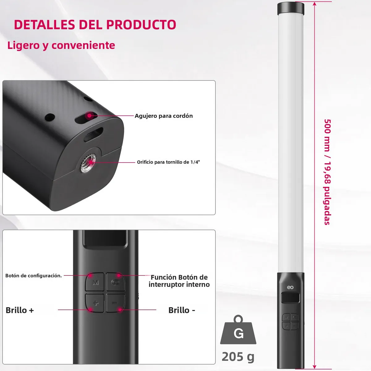 Foto 4 | Lampara Luz Led Portatil Barra De Luz Led Rgb Para Video Recargable Eo Safe Imports Esi-20555 Multicolor