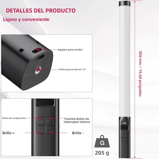 Foto 4 | Lampara Luz Led Portatil Barra De Luz Led Rgb Para Video Recargable Eo Safe Imports Esi-20555 Multicolor