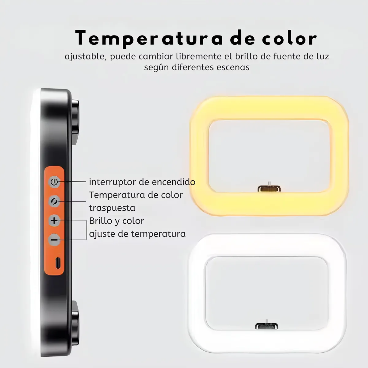 Foto 6 pulgar | Set 2 Aros De Luz Led Rectangular Recargable Con Trípode 2.1 m  Cabezal De Rotación Y Soporte Celular – 3