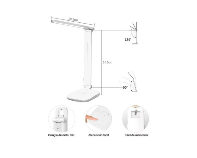 Foto 3 pulgar | Lámpara Led de Escritorio Frutivegie color Blanco Recargable USB 4000mah