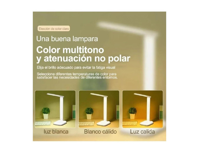 Foto 4 pulgar | Lámpara Led de Escritorio Frutivegie color Blanco Recargable USB 4000mah